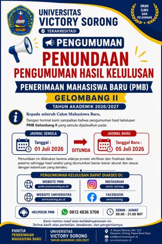 INFO PENUNDAAN PENGUMUMAN HASIL KELULUSAN PMB GELOMBANG II